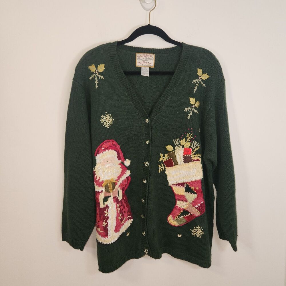 Vintage Heirloom Collectibles Christmas Cardigan Sweater Size 1X